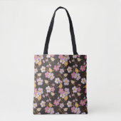 Whimsical Trailing Florals and Birds - Zwart/Grijs Tote Bag (Voorkant)