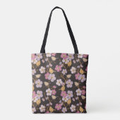 Whimsical Trailing Florals and Birds - Zwart/Grijs Tote Bag (Achterkant)