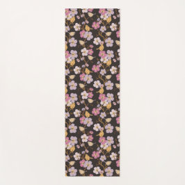 Whimsical Trailing Florals and Birds - Zwart/Grijs Yogamat