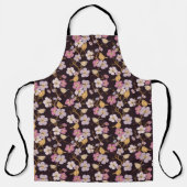 Whimsical Trailing Florals and Birds - Zwart/Rood Schort (Voorkant)