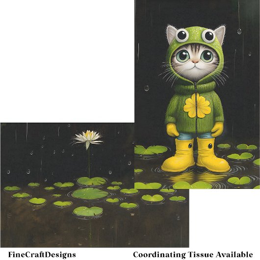 Whimsical Tranquil Lily Pond BP5B Decoupage Tissuepapier