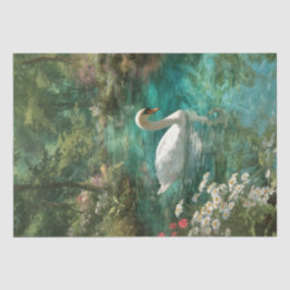 Whimsical Tranquil Swan op Forest Stream Tissuepapier