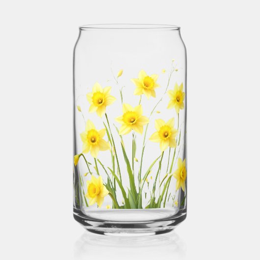 Whimsical Transparent Daffodil Garden: Dromerig Blikvorm Glas (Voorkant)