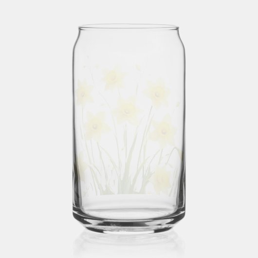 Whimsical Transparent Daffodil Garden: Dromerig Blikvorm Glas (Achterkant)