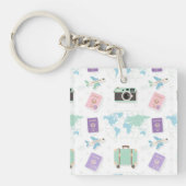 Whimsical Travel Doodle Keychain – Cute Adventure (voorkant)