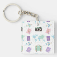 Whimsical Travel Doodle Keychain – Cute Adventure