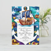 Whimsical Treasure Pirate Baby shower Kaart (Staand voorkant)