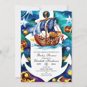 Whimsical Treasure Pirate Baby shower Kaart