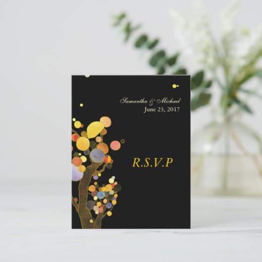 Whimsical Treding Wedding Response Card RSVP Kaartje (Staand voorkant)
