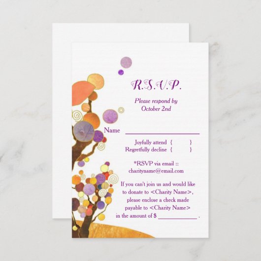 Whimsical Tredrasing Event Response Card RSVP Kaartje (Voorkant / Achterkant)