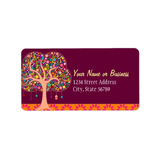 Whimsical Tree - Aangepaste Adresetiketten Etiket (Voorkant)