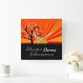 Whimsical Tree and Sunshine Vierkante Klok (Huis)