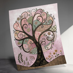 Whimsical Tree Art Print, Abstracte Natuur Poster, Poster