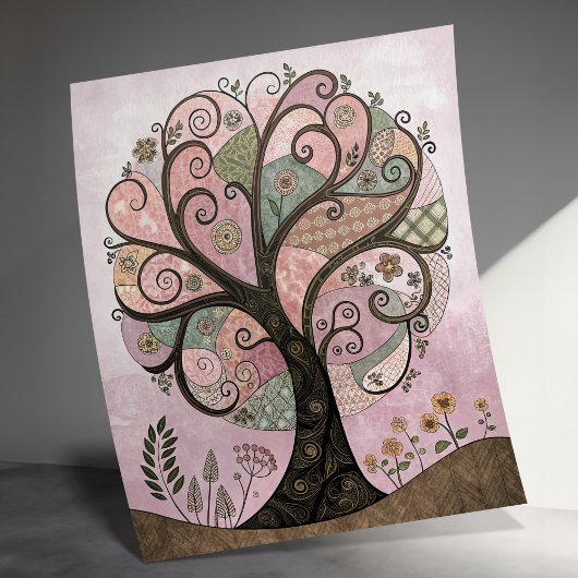 Whimsical Tree Art Print, Abstracte Natuur Poster, Poster