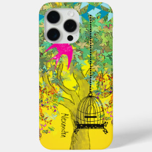 Whimsical Tree Birdcage Bright Color Musical Notes iPhone 15 Pro Max Hoesje