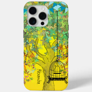 Whimsical Tree Birdcage Bright Color Musical Notes iPhone 15 Pro Max Hoesje