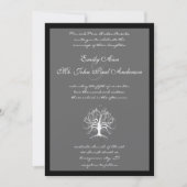 Whimsical Tree Black Borders Wedding Invite Kaart (Voorkant)