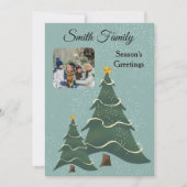 Whimsical Tree Blauw Groen Foto Feestdagenkaart (Voorkant)