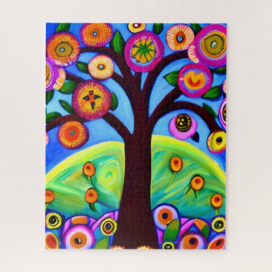Whimsical Tree Folk Art Legpuzzel (Verticaal)