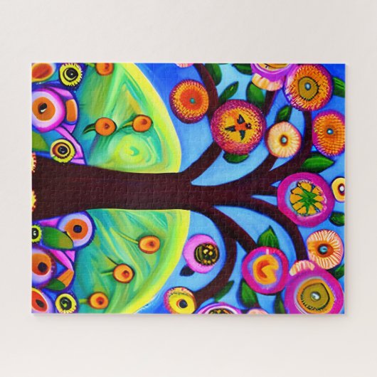 Whimsical Tree Folk Art Legpuzzel (Horizontaal)