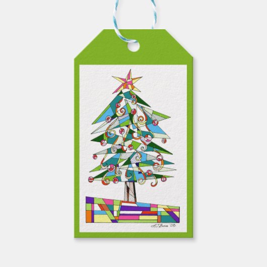 Whimsical Tree Fun Gift Label van Leslie Clair Bur Cadeaulabel (Voorkant)