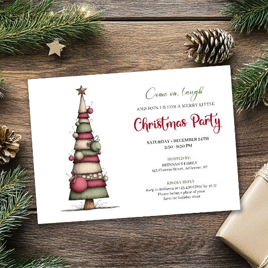 Whimsical tree fun modern Christmas celebration Kaart