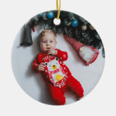Whimsical Tree & Gifts 1e kerstfoto Keramisch Ornament (Voorkant)
