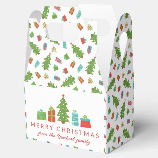 Whimsical Tree & Gifts Vrolijk Kerstfeest Bedankdoosjes (Geopend)