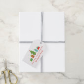 Whimsical Tree & Gifts Vrolijk Kerstfeest Cadeaulabel (Met Touw)