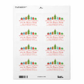 Whimsical Tree & Gifts Vrolijk Kerstfeest Etiket (Full Sheet)