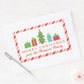 Whimsical Tree & Gifts vrolijk van Kerstmis Rechthoekige Sticker (Envelop)