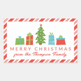 Whimsical Tree & Gifts vrolijk van Kerstmis Rechthoekige Sticker