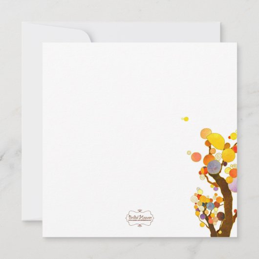 Whimsical Tree Illustration Wedding Kaart (Achterkant)