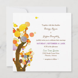 Whimsical Tree Illustration Wedding Kaart