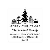 Whimsical Tree Merry Christmas Retouradres Rubberstempel (Afrduk)
