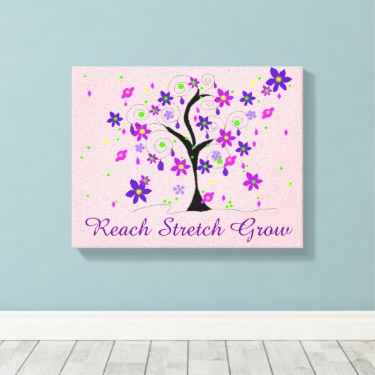 Whimsical Tree met Gezegde Canvas Afdruk (Insitu (Houten vloer))