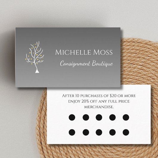 Whimsical Tree of Life Elegante Grijze Korting Klantenkaartje