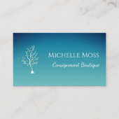 Whimsical Tree of Life Trendy Blauwgroen groene ko Klantenkaartje (Voorkant)