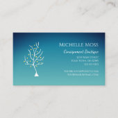 Whimsical Tree of Life Trendy Uniek Blauwgroen Gro Visitekaartje (Voorkant)