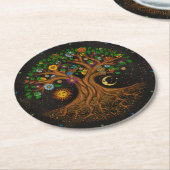 Whimsical Tree of Life - Yggdrasil Ronde Kartonnen Onderzetter (Gebogen)