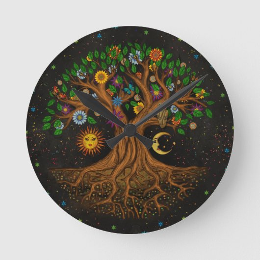 Whimsical Tree of Life - Yggdrasil Ronde Klok (Voorkant)