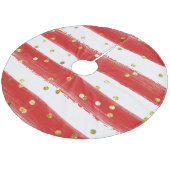 Whimsical Tree Rok - rode strepen & gouden accente Fleece Kerstboom Rok (Gekanteld)