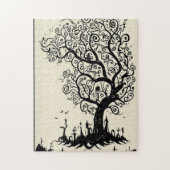 Whimsical Tree Silhouette Puzzle – 252 stuks Legpuzzel (Verticaal)