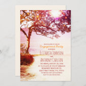 Whimsical Tree Sunset Beach Engagement Party Kaart (Voorkant / Achterkant)