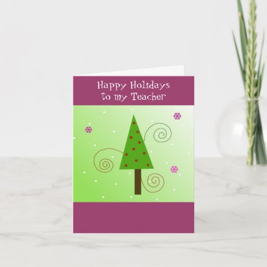 Whimsical Tree voor mijn leraar Feestdagen Kaart (Voorkant)