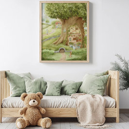 Whimsical Treehouse Storybook  Poster