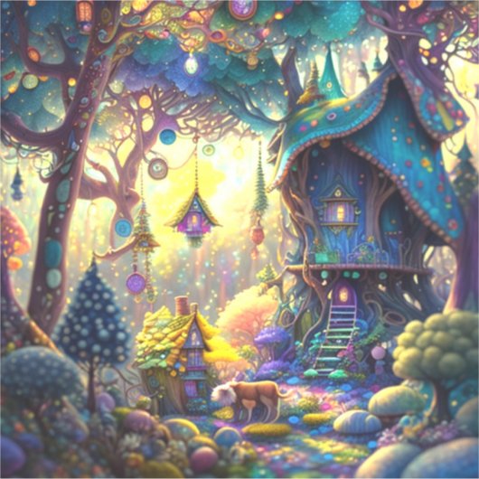 Whimsical Treehouse Vinyl Sticker (Voorkant)