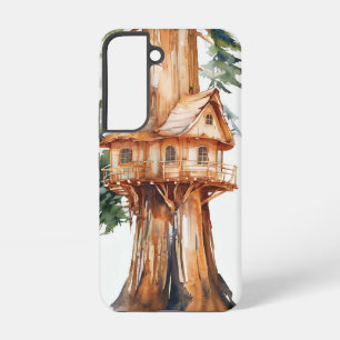 Whimsical Treehouse Waterverf Design Art Samsung Galaxy Hoesje