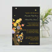 Whimsical Trees Black Wedding Invitations Kaart (Staand voorkant)