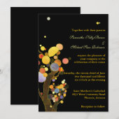 Whimsical Trees Black Wedding Invitations Kaart (Voorkant / Achterkant)